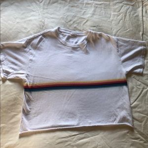 Brandy Melville Cropped Rainbow Stripe Tee